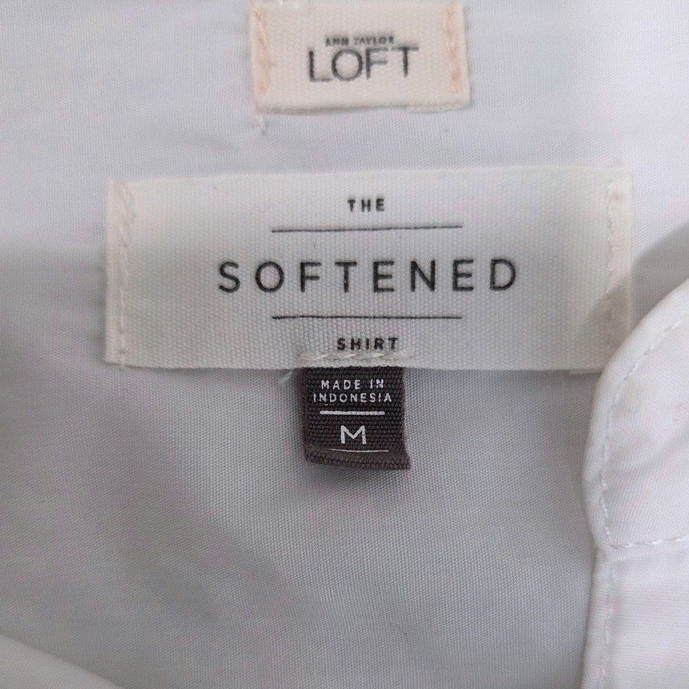 LOFT Womens White Cotton Softened Shirt M Bell Sleeve‎ V-Neck Tunic Blouse Boho - Picture 3 of 16
